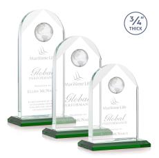 Blake Globe Green Arch & Crescent Crystal Award - Crystal Awards
