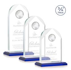 Blake Globe Blue Arch & Crescent Crystal Award - Crystal Awards