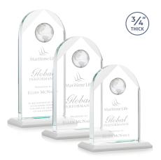 Blake Globe White Arch & Crescent Crystal Award - Crystal Awards