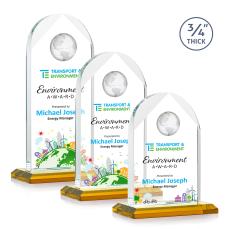 Blake Globe Full Color Amber Arch & Crescent Crystal Award - Full Color Awards