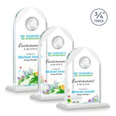 Blake Globe Full Color White Arch & Crescent Crystal Award - Full Color Awards