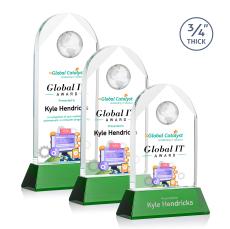 Blake Globe Full Color Green on Newhaven Arch & Crescent Crystal Award - Full Color Awards
