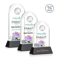 Blake Globe Full Color Black on Newhaven Arch & Crescent Crystal Award - Full Color Awards