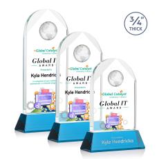 Blake Globe Full Color Sky Blue on Newhaven Arch & Crescent Crystal Award - Full Color Awards