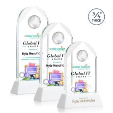 Blake Globe Full Color White on Newhaven Arch & Crescent Crystal Award - Full Color Awards