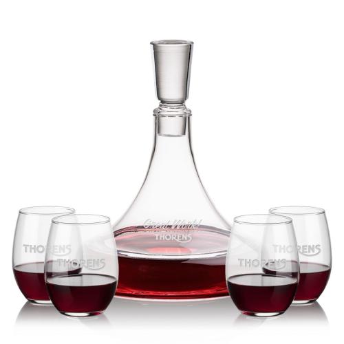 Corporate Recognition Gifts - Etched Barware - Ashby Decanter & Stanford Stemless Wine
