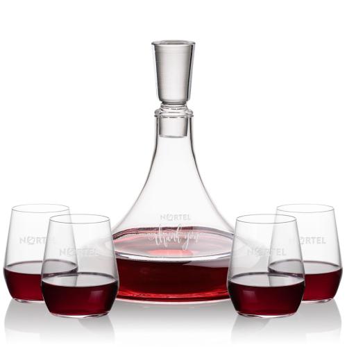Corporate Recognition Gifts - Etched Barware - Ashby Decanter & Germain Stemless Wine