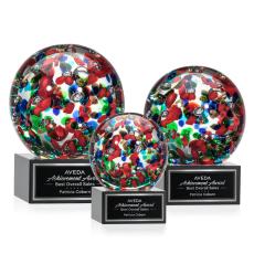 Employee Gifts - Fantasia Black on Hancock Base Spheres Glass Award