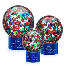 Employee Gifts - Fantasia Blue on Marvel Base Spheres Glass Award