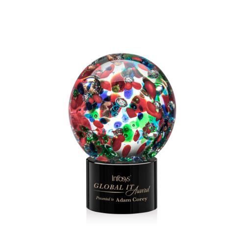 Corporate Awards - Fantasia Black on Marvel Base Spheres Glass Award