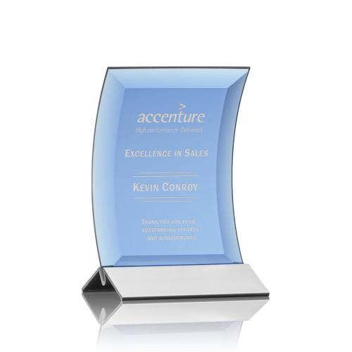 Corporate Awards - Dominga Blue/Silver Arch & Crescent Crystal Award