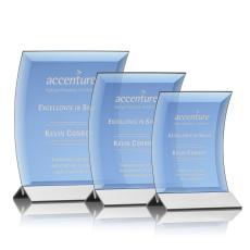 Employee Gifts - Dominga Blue/Silver Arch & Crescent Crystal Award
