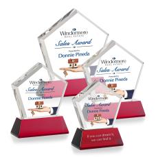 Genosee Full Color Red on Base Crystal Award - Crystal Awards