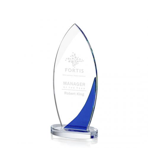 Corporate Awards - Crystal Awards - Harrah Blue Arch & Crescent Crystal Award