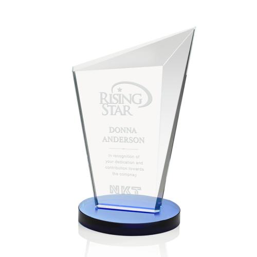 Corporate Awards - Glass Awards - Colored Glass Awards - Wiltshire Blue Peak Crystal Award