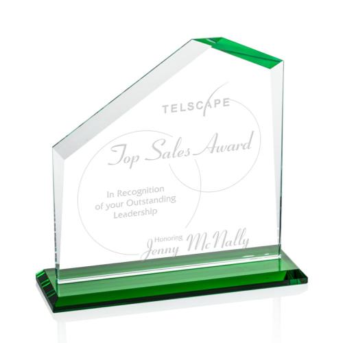 Corporate Awards - Glass Awards - Colored Glass Awards - Fairmont Green Peak Crystal Award