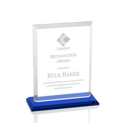 Corporate Awards - Denison Blue  Rectangle Crystal Award
