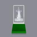 Robson 3D Green on Base Obelisk Crystal Award