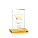 Dallas Star Amber/Gold Rectangle Crystal Award