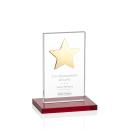 Dallas Star Red/Gold  Rectangle Crystal Award