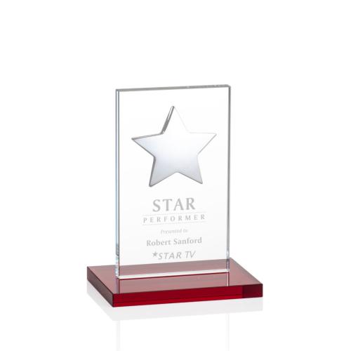 Corporate Awards - Dallas Star Red/Silver Rectangle Crystal Award