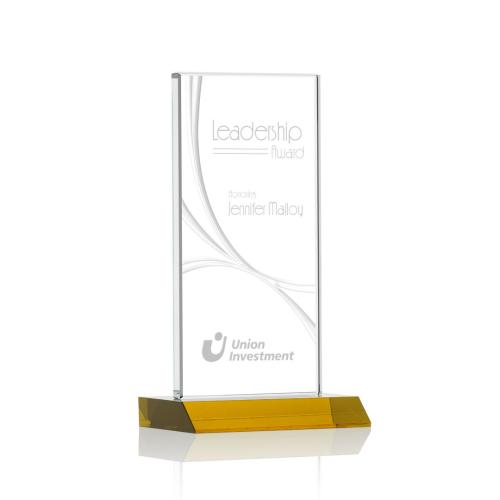 Corporate Awards - Keane Liquid™ Amber Rectangle Crystal Award
