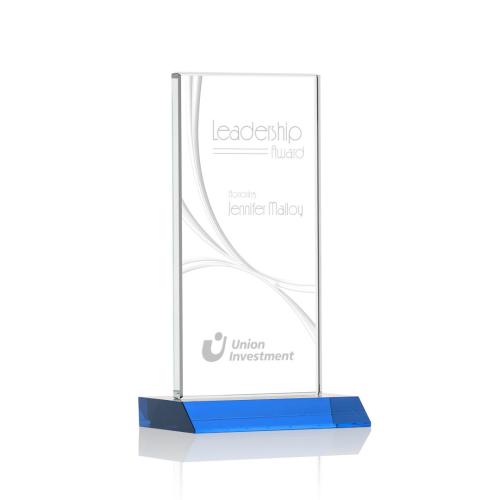 Corporate Awards - Keane Liquid™ Sky Blue Rectangle Crystal Award
