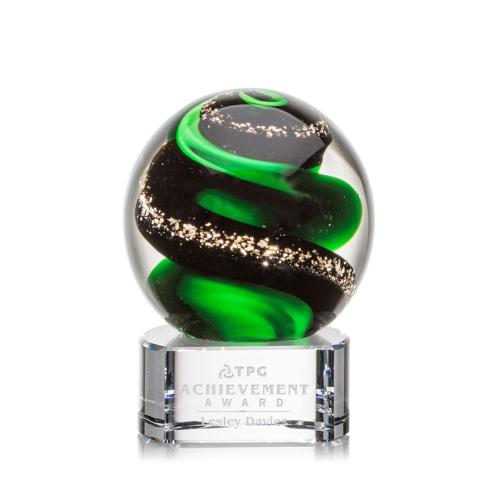 Corporate Awards - Glass Awards - Art Glass Awards - Zodiac Clear on Paragon Base Spheres Glass Award