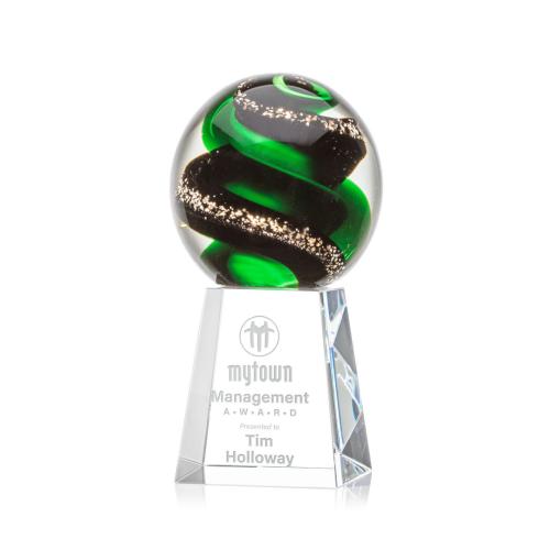 Corporate Awards - Glass Awards - Art Glass Awards - Zodiac Spheres on Celestina Base Glass Award