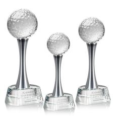 Employee Gifts - Golf Ball Spheres on Willshire Base Crystal Award