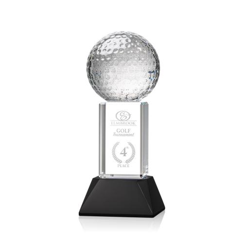 Corporate Awards - Golf Ball Black on Stowe Base Spheres Crystal Award