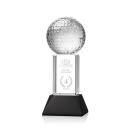 Golf Ball Black on Stowe Base Spheres Crystal Award