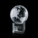 Globe Spheres on Cube Crystal Award