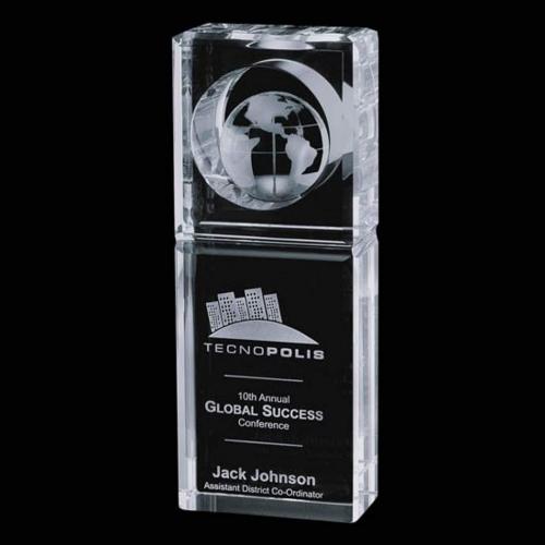 Corporate Awards - Crystal Awards - Waterloo Globe Spheres Crystal Award