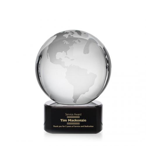 Corporate Awards - Globe Black on Paragon Spheres Crystal Award