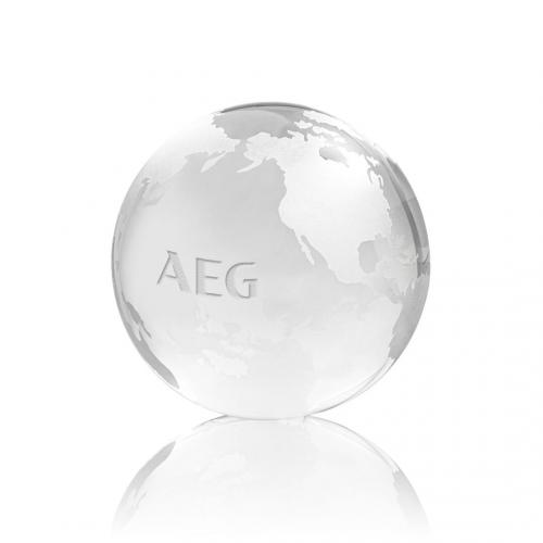 Corporate Awards - Crystal Awards - Globe Paperweight - Clear