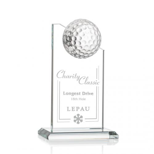 Corporate Awards - Crystal Awards - Colored Crystal - Ashfield Golf Clear Golf Crystal Award