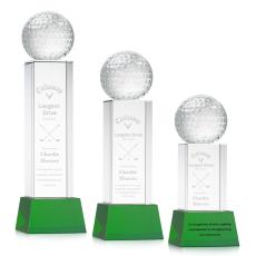 Employee Gifts - Golf Ball Green on Belcroft Base Spheres Crystal Award