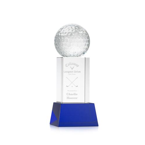 Corporate Awards - Golf Ball Blue on Belcroft Base Spheres Crystal Award