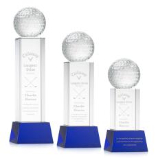 Employee Gifts - Golf Ball Blue on Belcroft Base Spheres Crystal Award