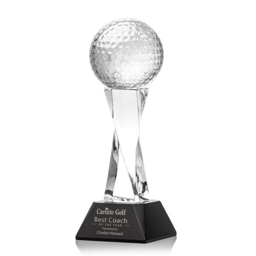 Corporate Awards - Golf Ball Black on Langport Base Spheres Crystal Award