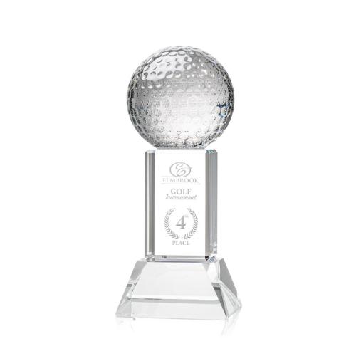 Corporate Awards - Sports Awards - Golf Ball Clear on Stowe Base Spheres Crystal Award