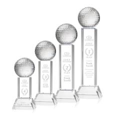 Employee Gifts - Golf Ball Clear on Stowe Base Spheres Crystal Award