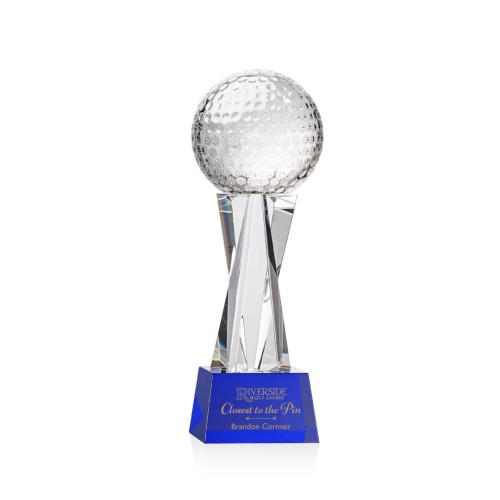Corporate Awards - Golf Ball Blue on Grafton Base Spheres Crystal Award