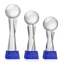Golf Ball Blue on Grafton Base Spheres Crystal Award