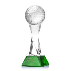 Employee Gifts - Golf Ball Green on Langport Base Spheres Crystal Award
