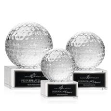 Employee Gifts - Golf Ball Spheres on Hancock Base Crystal Award