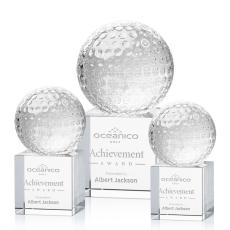 Employee Gifts - Golf Ball Spheres on Granby Base Crystal Award