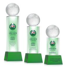 Employee Gifts - Golf Ball Full Color Green  on Belcroft Spheres Crystal Award