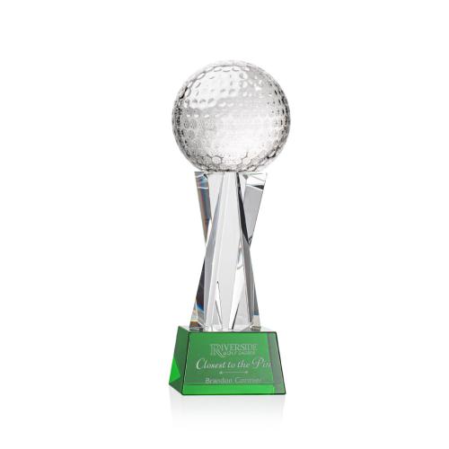 Corporate Awards - Golf Ball Green on Grafton Base Spheres Crystal Award